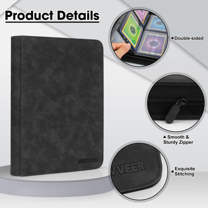 MewVeer Top Loader Card Binder, Holds 252 Top Loaders Storage, 9 Pockets with Sleeves, Trading Card Binder for Sports Cards, YGO/MTG Card Collection Binder - Black (Not for Cards WITHOUT a Top Loader)