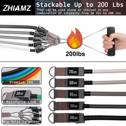 Resistance Bands with Handles, Single Resistance Bands, Exercise Bands with Handles, for Resistance Training, Physical Therapy, Home Workouts, Fitness, Pilates