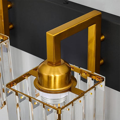 Modern Bathroom Vanity Light 4-Lights Black Gold Crystal Wall Lamp Bathroom Modern Crystal Vanity Lighting