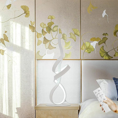 22inch 24W 2700LM Modern 3 Color Touch Dimmer LED Table Lamps with Remote Control for Bedroom, Living Room, Office, and Gaming Setup, Unique Gift Idea(White Seaweed)