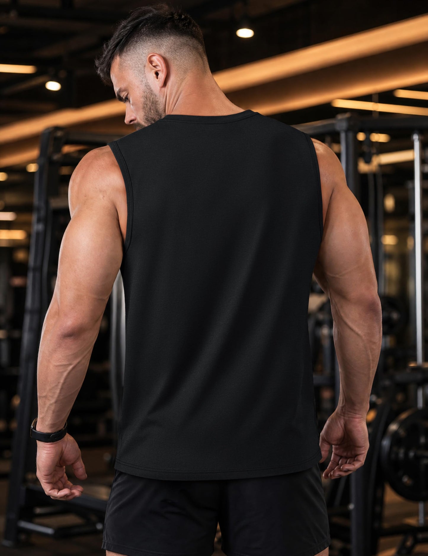 TACVASEN Black Tank Top Men Gym Moisture Wicking Sleeveless Shirts Breathable Workout Casual Cotton Summer Summer Tank Tops XL