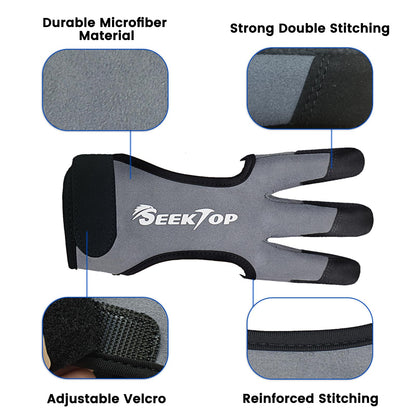 Seektop Archery Gloves Shooting Hunting Leather Three Finger Protector for Youth Adult Beginner