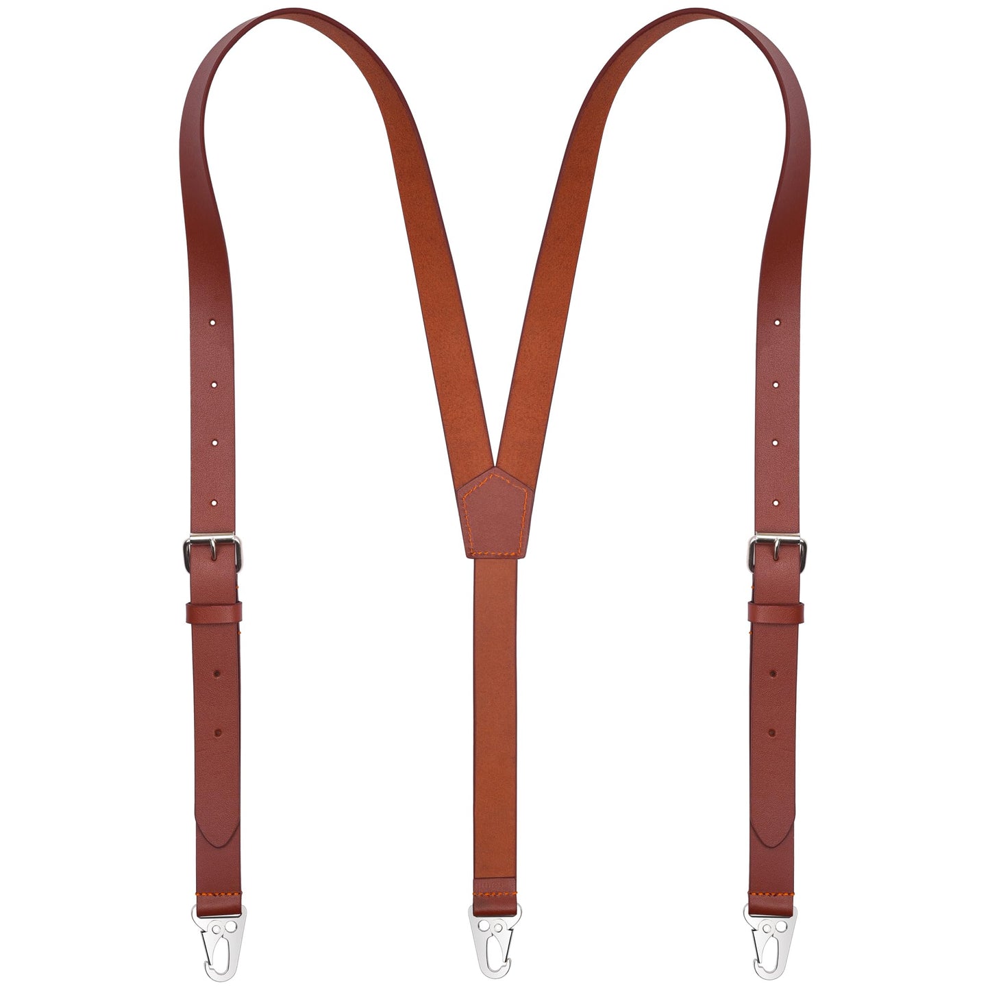 NUTUCH Full Grain Leather Suspender for Men | Y Design Suspenders | | Leather Braces Western | Heavy Duty adjustable Dress Suspender | Snap Hooks | Men Suspenders for Jeans Dress Pants(Brown)