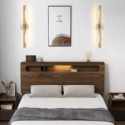 Brushed Brass Picture Light 24 inches Modern Gold Wall Sconce with Knurled Texture Cylinder Metal Shades Rotatable 360°Indoor Wall Lighting Fixture Bathroom Vanity Light Bedroom Living Room