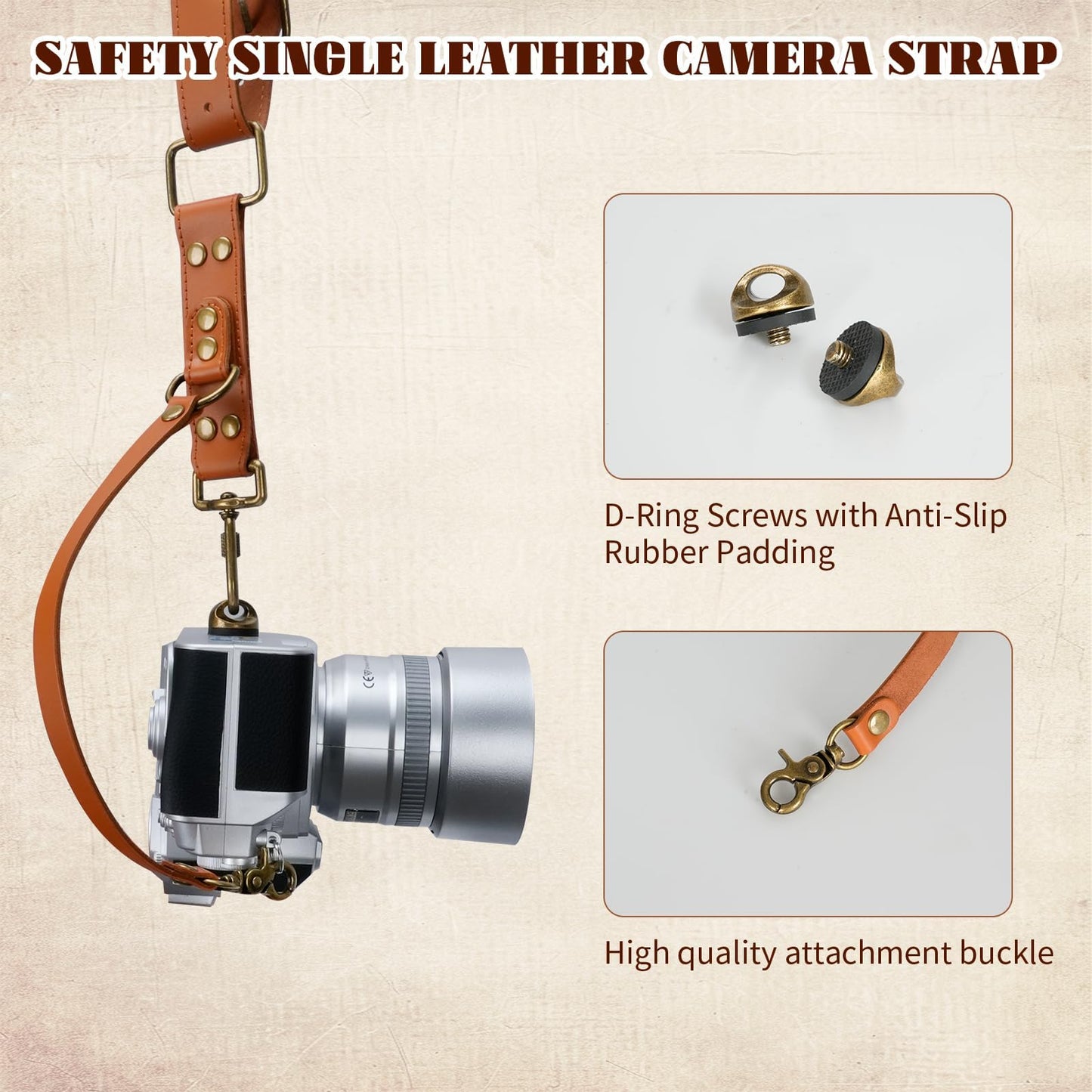 4J LEDR Leather Camera Strap,Single Camera Shoulder Harness for One Camera,Professional Camera Harness for Photographers,Camera Strap Crossbody Quick Release Gear DSLR/SLR,Camera Accessories,TAN