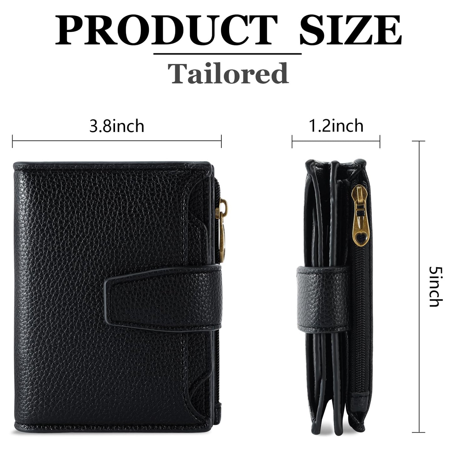 Airkit Small Wallet Women RFID Blocking Soft Leather Bifold Compact Card Holder Wallet for Women with Zipper Coin Pocket 4 ID Window