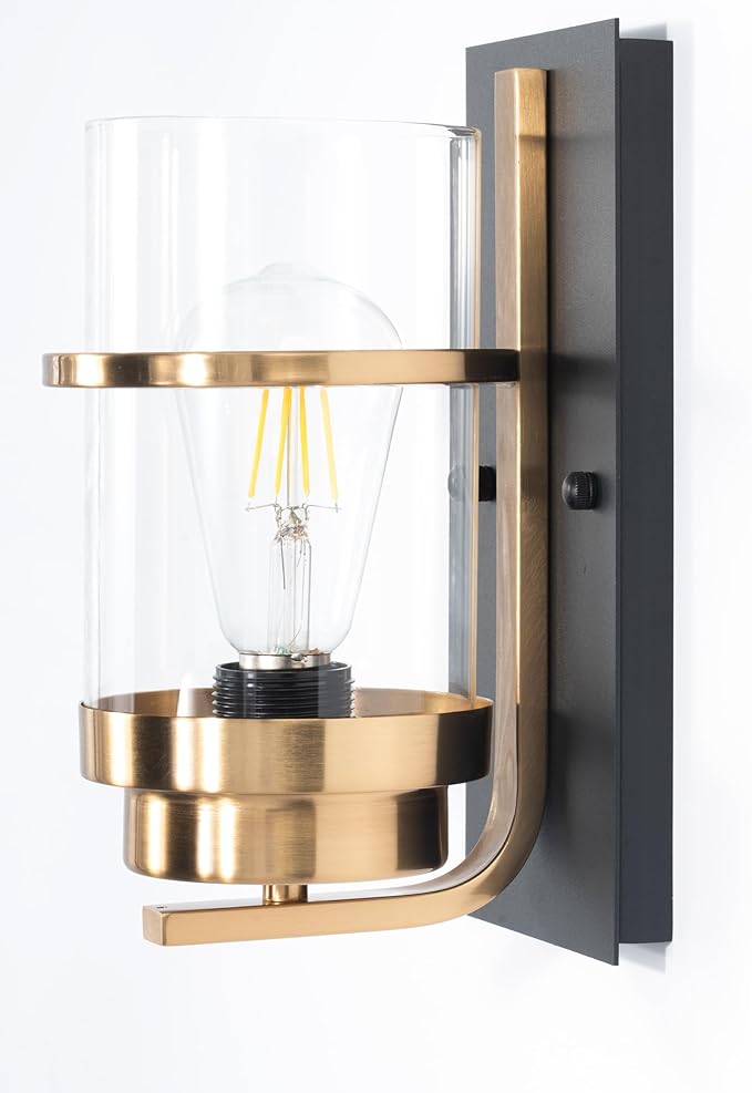 Black and Gold Sconces,Small Bathroom Wall Sconces,Elegant Gold Sconces,Vanity Wall Light Single(Bulbs not Included)
