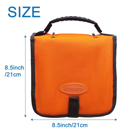 Aventik Fishing Tackle Binder Soft Cover Fishing Bait Organized Storage Rig Bag Soft Bait Binder Saltwater Resistant Fishing Bag 8.5x8.5x1.1inch(Orange)