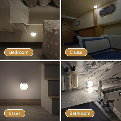 Rechargeable Night Light Motion Sensor Stair Lights Indoor Wireless, Battery Operated, Magnetic, Dimmable, for Stairway, Hall, Bathroom, 4-Pack
