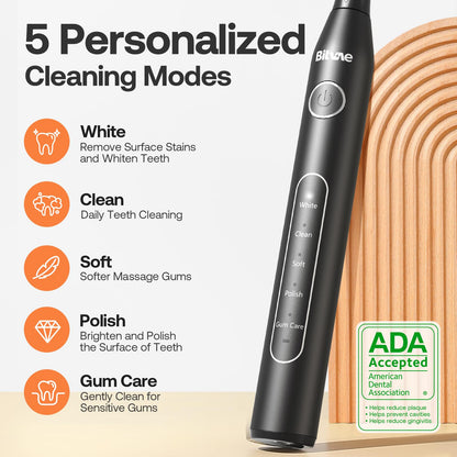 Bitvae Water Dental Flosser Teeth Picks, Cordless Water Flosser for Teeth, Braces, Dental Care and Rechargeable Rotary Electric Toothbrush Combo Set, 4 Tips, 4 Brush Heads, Waterproof, Black, C5+R1