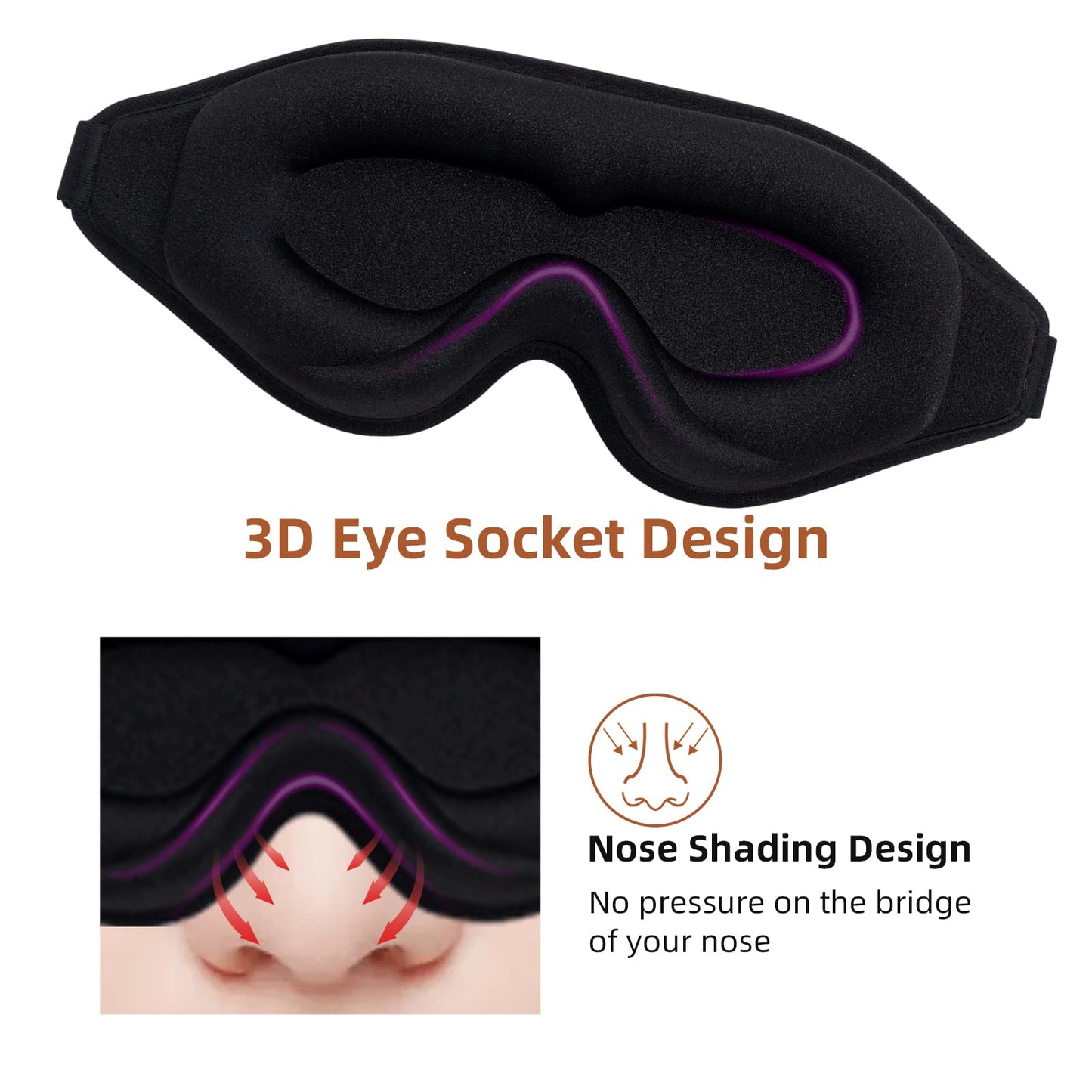 3D Contoured Sleep Mask for Women Men,Effective Light Blocking Eye Mask Sleeping Soft Night Blindfold with Adjustable Strap(Pink)