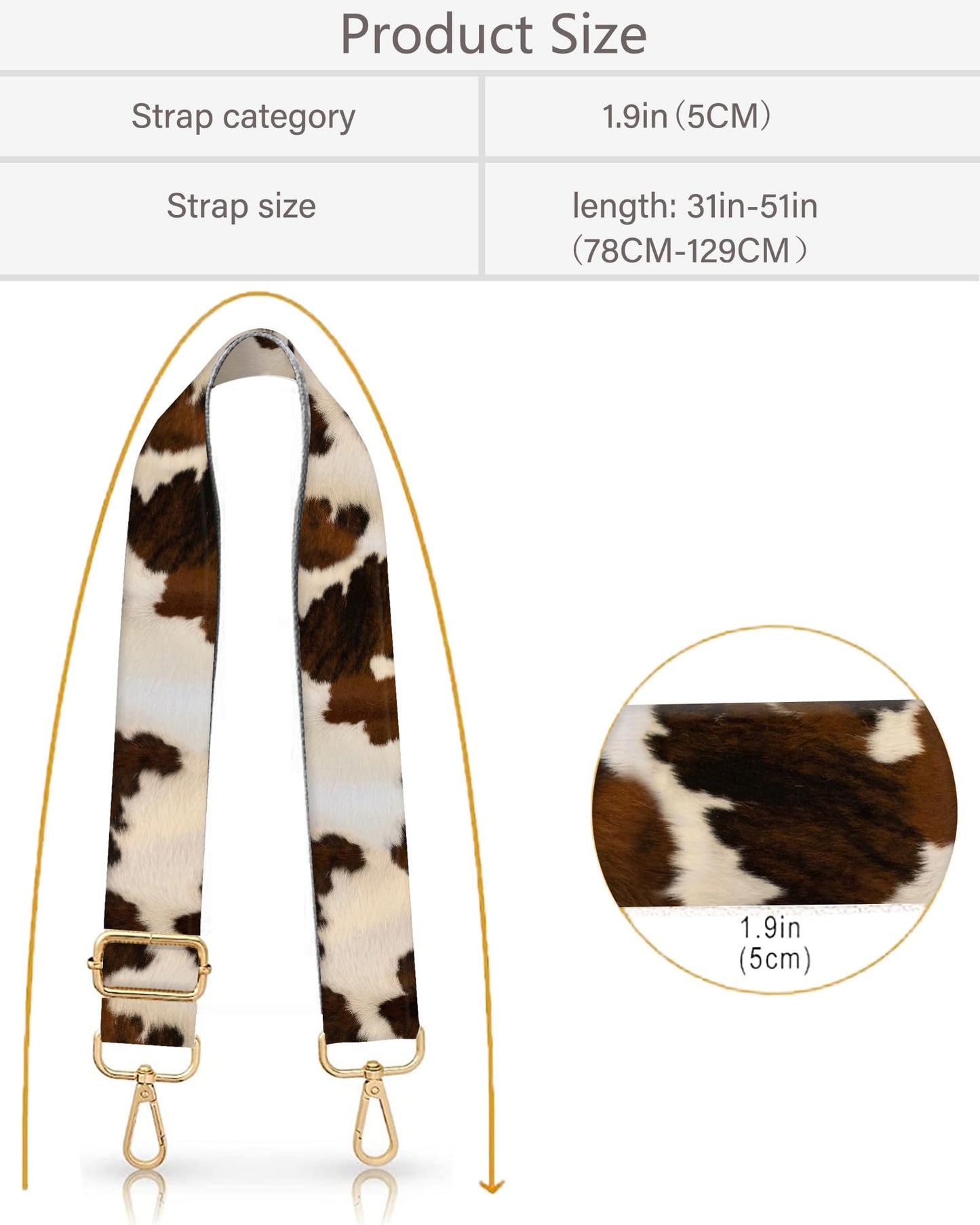 BeauBeast Purse Strap Replacement Crossbody 2" Wide Shoulder Strap, Cute Handbag Strap Bag Strap Replacement Belts Adjustable Retro Brown Cowhide