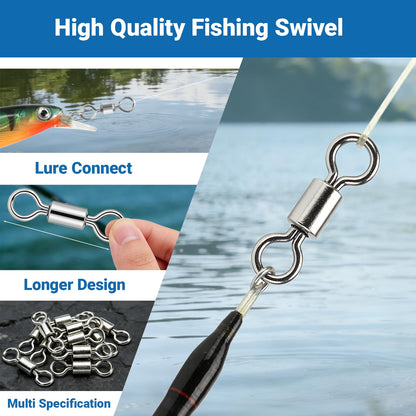 QISHUO High Strength Fishing Swivel Saltwater Heavy Duty Barrel Swivel Snap Stainless Steel Swivels Fishing Connect SUS304#2/0 25pcs 551lb
