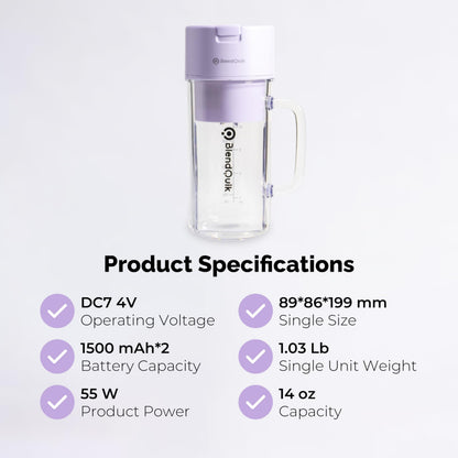 Personal Portable Blender For Shakes & Smoothies, Leakproof & Stylish Portable Mason Jar Shaker, Rechargeable Mini Blender with 10-Blade Blending System 14oz, Pink