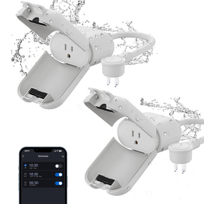 ELEGRP PQR20 Outdoor Smart Plug Waterproof IP66, WiFi Plug with 2 Individually Sockets, Compatible with Alexa & Google Assistant, Smart Outdoor Outlet for String Lights, UL Certified, 2 Pack, Black