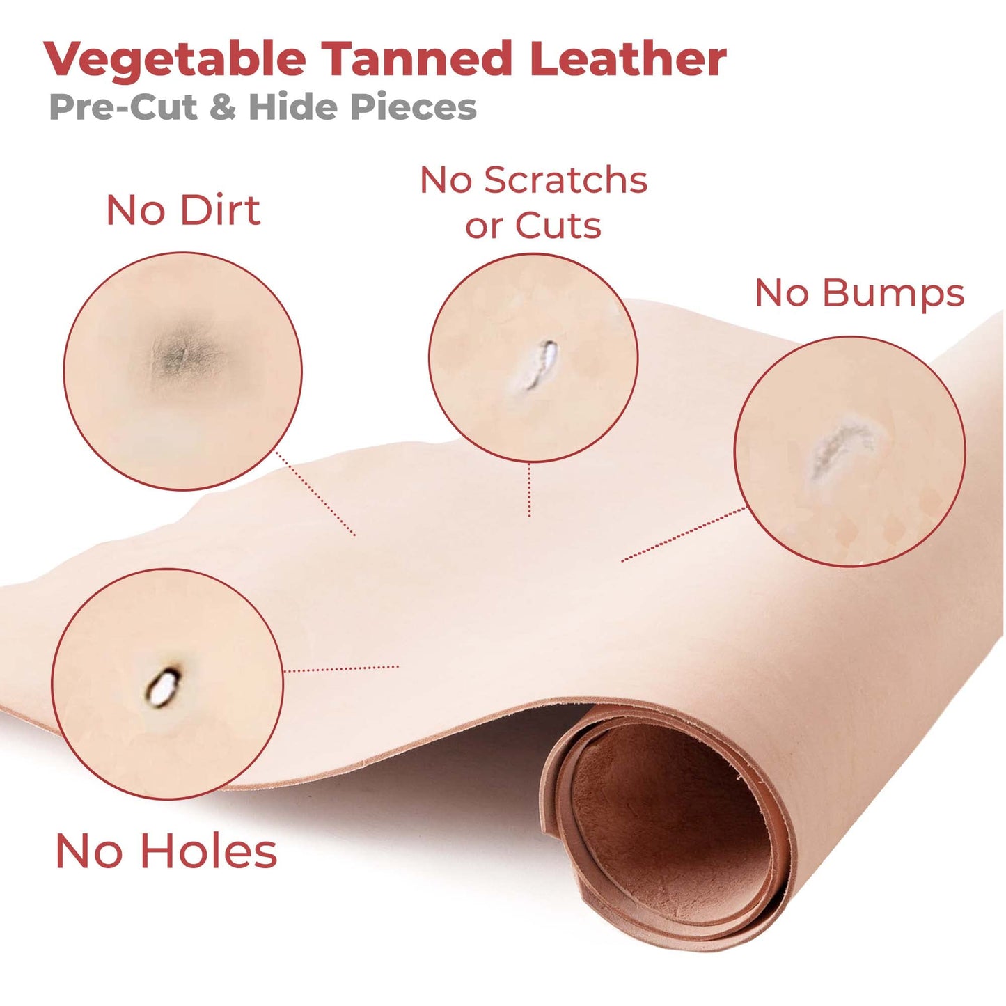 ELW 7-8 oz (2.8-3.2mm) Thickness Weight 10"x24" Vegetable Tanned Leather Cowhide Grade AB Full Grain Leather for Tooling, Carving, Engraving, Molding, Embossing, Stamping, & Dyeing