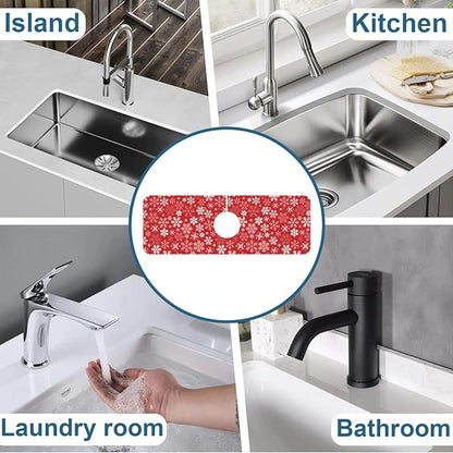 Christmas Merry Xmas Sink Splash Guard Santa Claus Faucet Absorbing Mat Fast