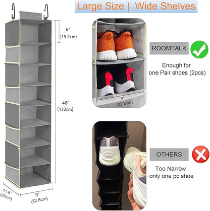 Large-Sized Hanging Shoe Organizer 8-Shelf, Hanging Closet Organizer