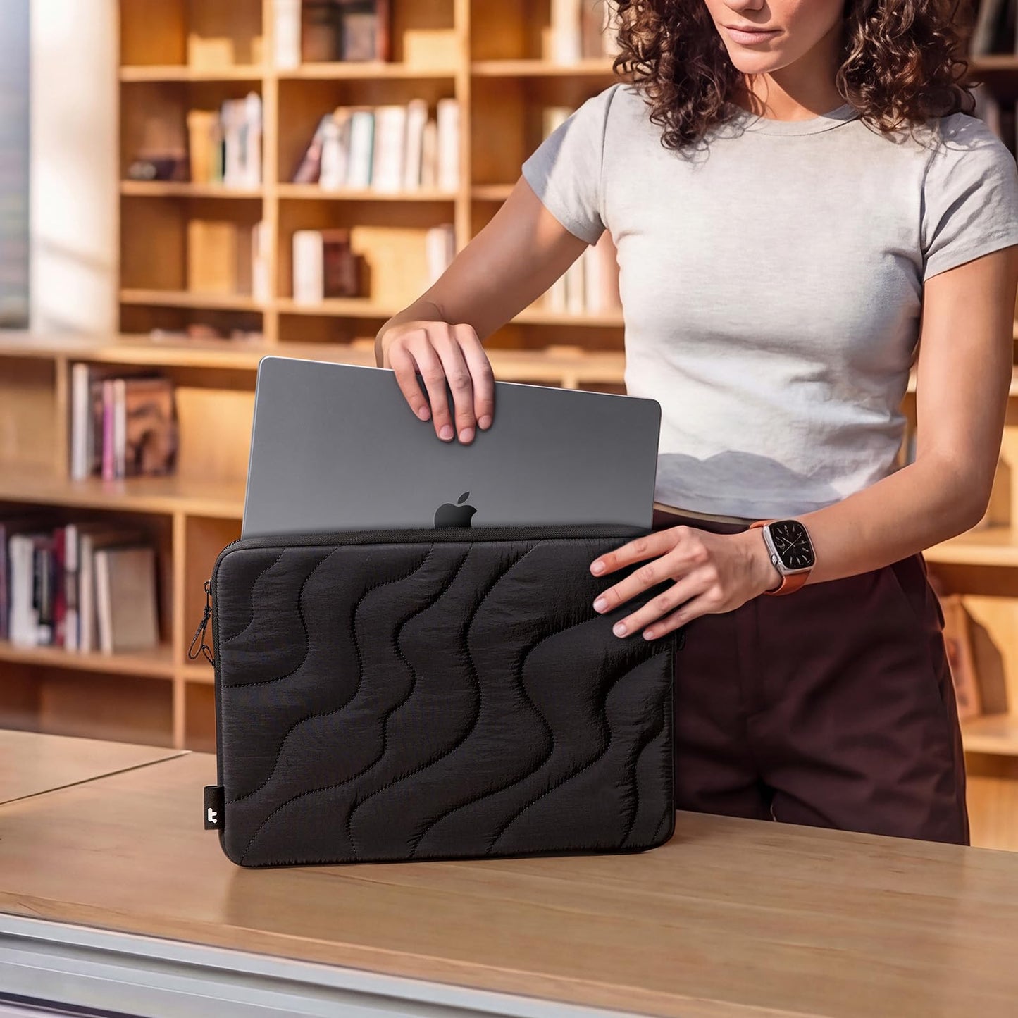 tomtoc 360 Protective Puffy Laptop Sleeve for 13-inch MacBook Air M5/A3449(2026)/M4/M3/M2 A3240 A3113, MacBook Neo A18 & MacBook Pro M2/M1, Quilted Soft Puffer Bag for 13-inch Surface Pro Copilot+PC
