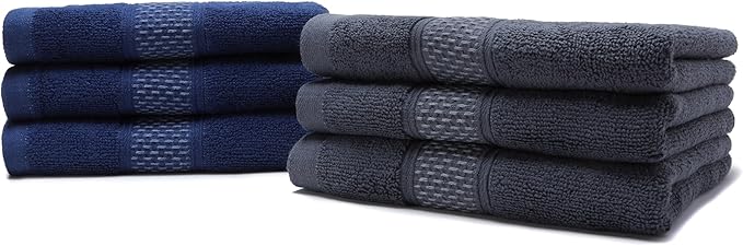 Cotton Hand Towels Set, 6-Piece Set, Super Absorbent Quick Drying, Bathroom