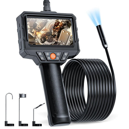 SKYBASIC Endoscope with Light, 4.3'' LCD Screen HD Digital Handheld Borescope IP67 Waterproof Snake Camera - 5M(16.5FT) with 8 LED Lights, 3 Accessories, Semi-Rigid Cable