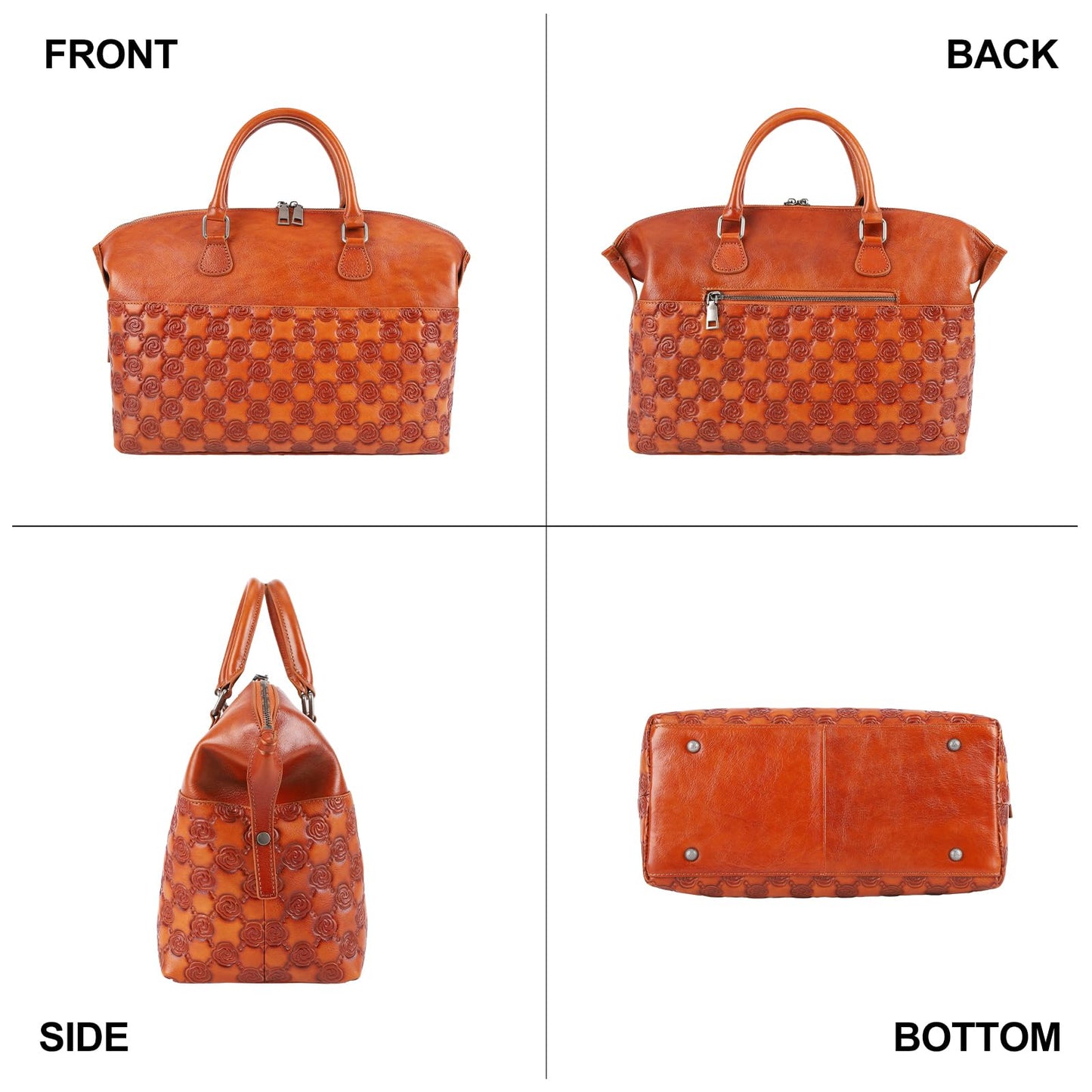 Genuine Leather Handbags for Women Satchel Tote Bags Top Handle Bags (5593-rose brown)