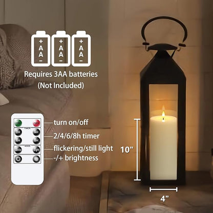4" x10" Flameless Flickering Remote Ivory Candles with Candle Grease and Timer, LED Battery Operated Fake Real Wax 3D-Wick Pillar Candles, Pack of 1
