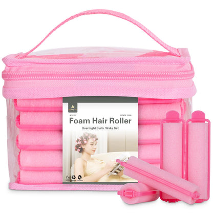 36 Pieces Foam Sponge Hair Rollers - Soft Sleeping Flexible Styling Curlers for Hair Styling (Pink)