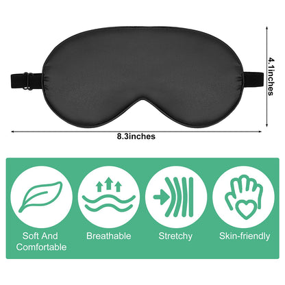 6 Pieces Natural Silk Sleep Mask Soft Eye Mask Adjustable Strap Blindfold Eyeshade Smooth Comfortable Eye Cover with Bag for Sleeping(Black, Taro Purple, Navy, Purple, Pink, Gray)