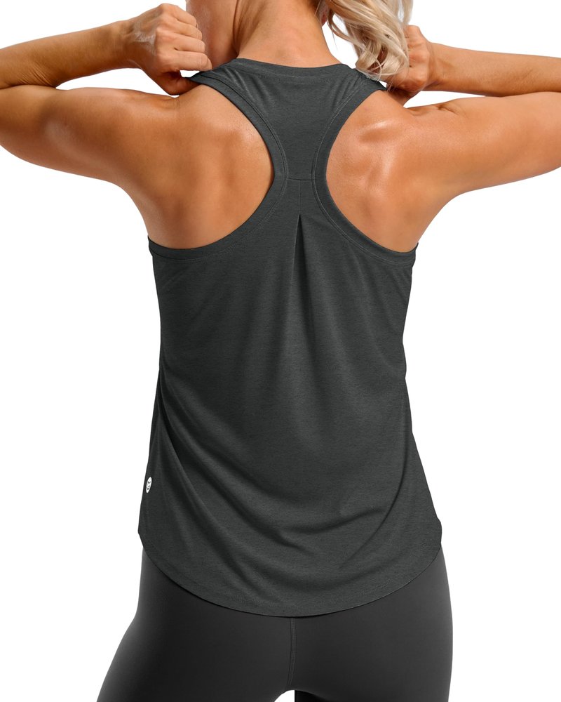 G Gradual Women's Workout Tank Tops Racerback Athletic Yoga Tops Loose Fit Sleeveless Running Gym Sports Shirts for Women(Charcoal,L)