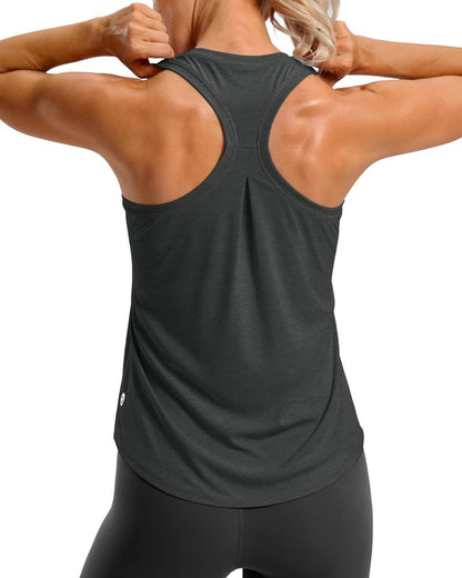 G Gradual Women's Workout Tank Tops Racerback Athletic Yoga Tops Loose Fit Sleeveless Running Gym Sports Shirts for WomenCharcoal,XL
