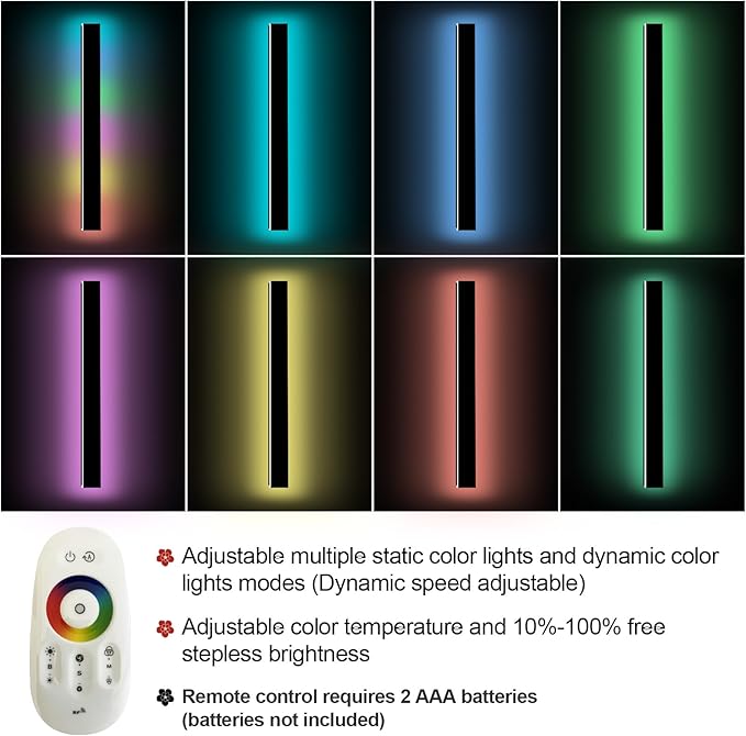 Outdoor RGB Long Wall Lights 2 Pack 79inch Modern Outdoor Led Wall Light Fixture IP65 Waterproof Long Wall Sconce LED Linear Wall Mount Lights for House