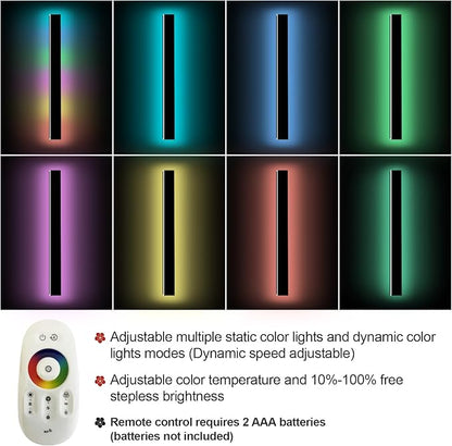 Outdoor RGB Long Wall Lights 2 Pack 79inch Modern Outdoor Led Wall Light Fixture IP65 Waterproof Long Wall Sconce LED Linear Wall Mount Lights for House