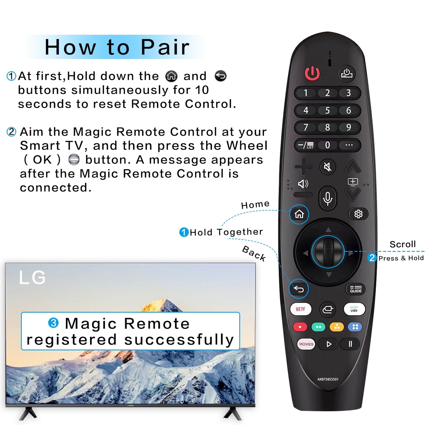 Replacement Magic Remote Control for LG Smart TV Remote for LG UHD OLED QNED NanoCell 4K 8K Models with Pointer and Voice Function