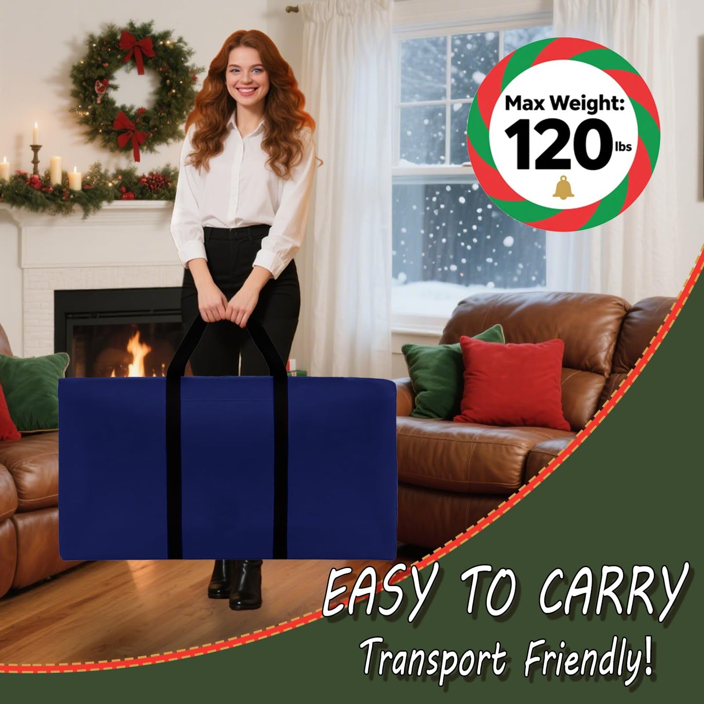 3FT/4FT/5FT Small Christmas Tree Storage Bag Heavy Duty Christmas Tree Bag for Detachable Christmas Tree 600D Oxford Waterproof Dusty-Proof with 2 Reinforced Handle,Large Zipper Opening (BLUE)