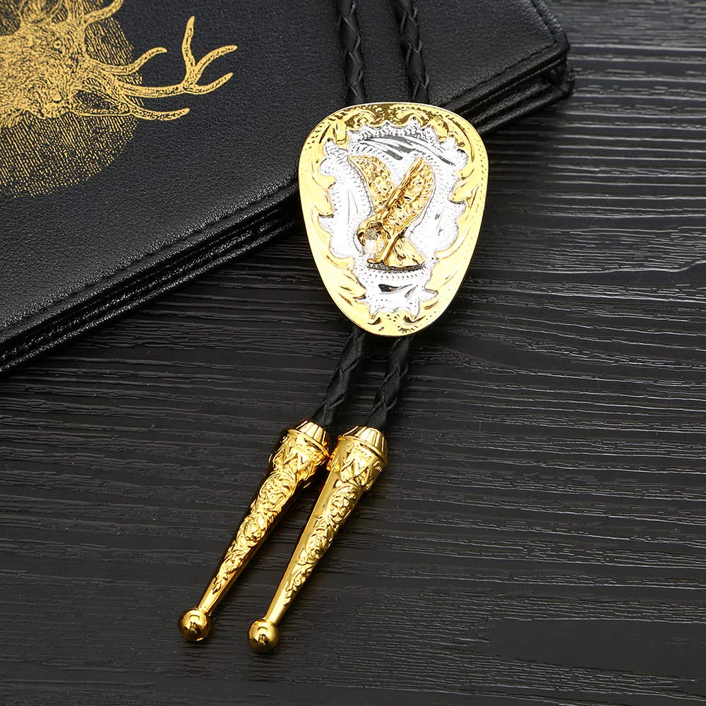 HUABOLA CALYN Bolo Tie for Men American Western Cowboy Golden Flying Eagle Bolo tie