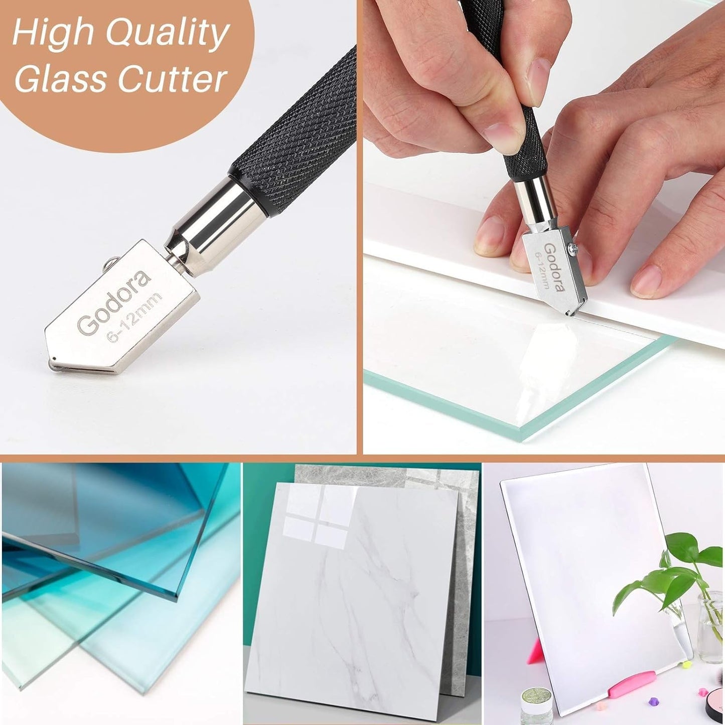 Godora Glass Bottle Cutter, Upgraded Glass Cutter for Bottles & Glass Cutter Bundle - DIY Machine for Cutting Wine, Beer or Soda Round Bottles & Mason Jars, Perfect Score Bottle Cutter