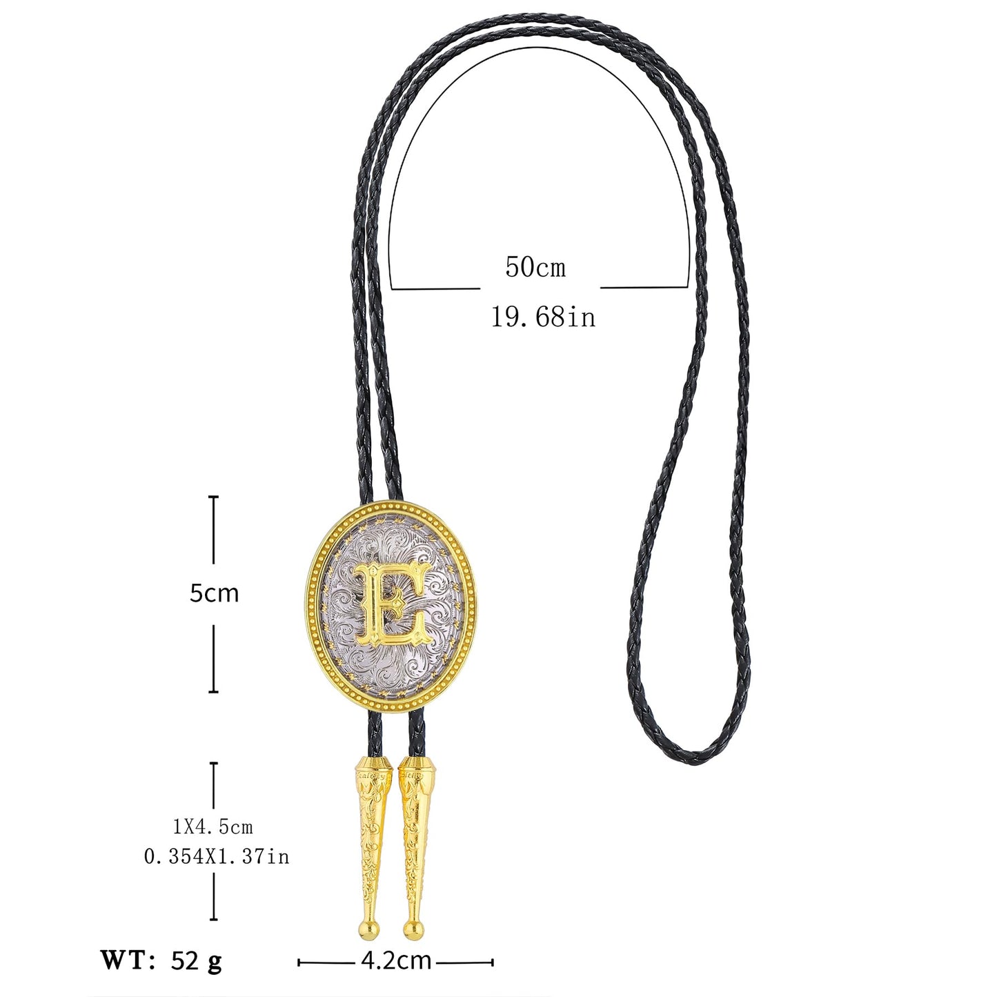GelConnie Cowboy Ties for Men Western Initial Letters Bolo Tie ABCDJMR to Z Leather Necktie Jewelry Accessories for Men Women
