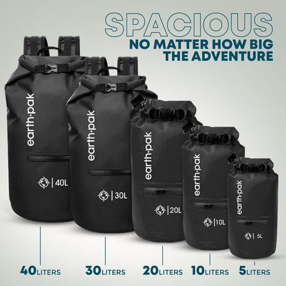Earth Pak Waterproof Dry Bag with Zippered Pocket - Waterproof Dry Bag Backpack Keeps Gear Dry Kayak - Waterproof Phone Case