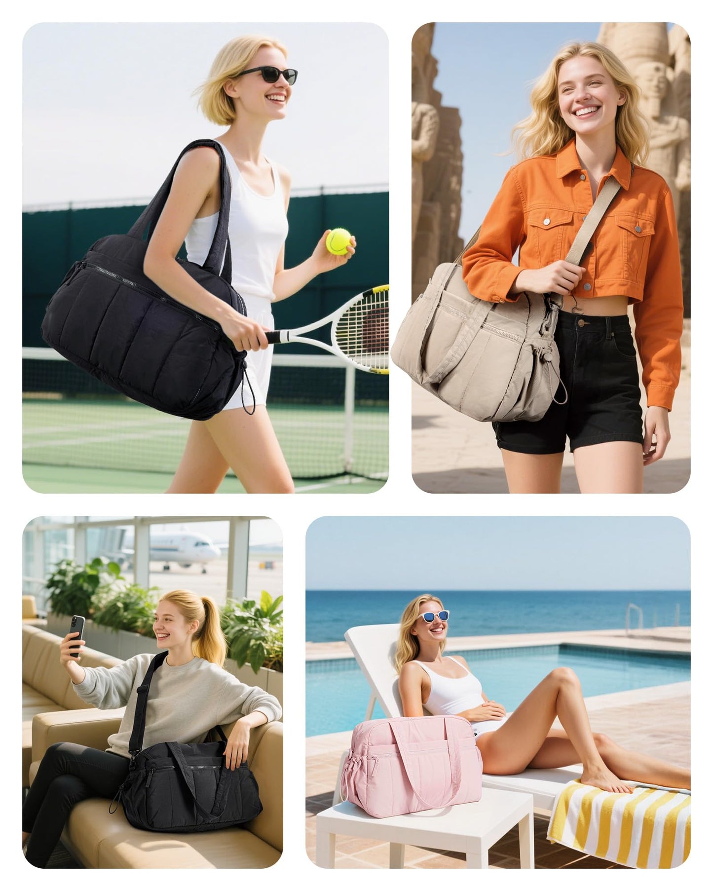 BAGSMART Gym Bag for Women, Duffle Bag for Travel with Wet Pocket, Lightweight Carry on Weekender Duffel, Water Resistant