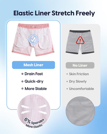 maamgic Mens Swim Trunks 5 Inch with Mesh Lining, Quick Dry Mens Bathing Suit, Swim Shorts for Swimming and Beach, Medium