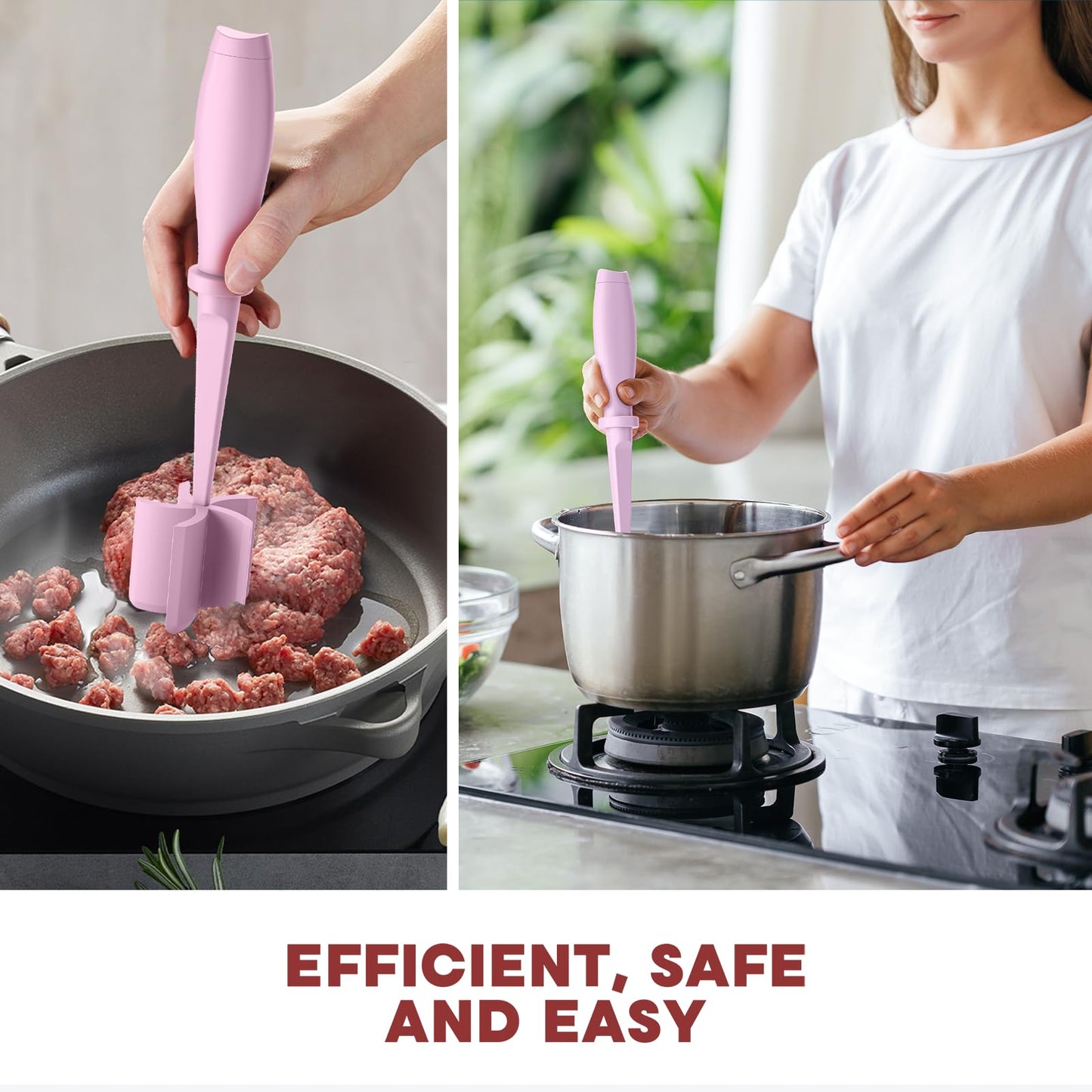 Meat Chopper, Hamburger Grinder, Premium Heat Resistant Smasher for Ground Beef, Burger Grinder Nylon Potato Mix Tool, Meat & Poultry Tenderizers-Black