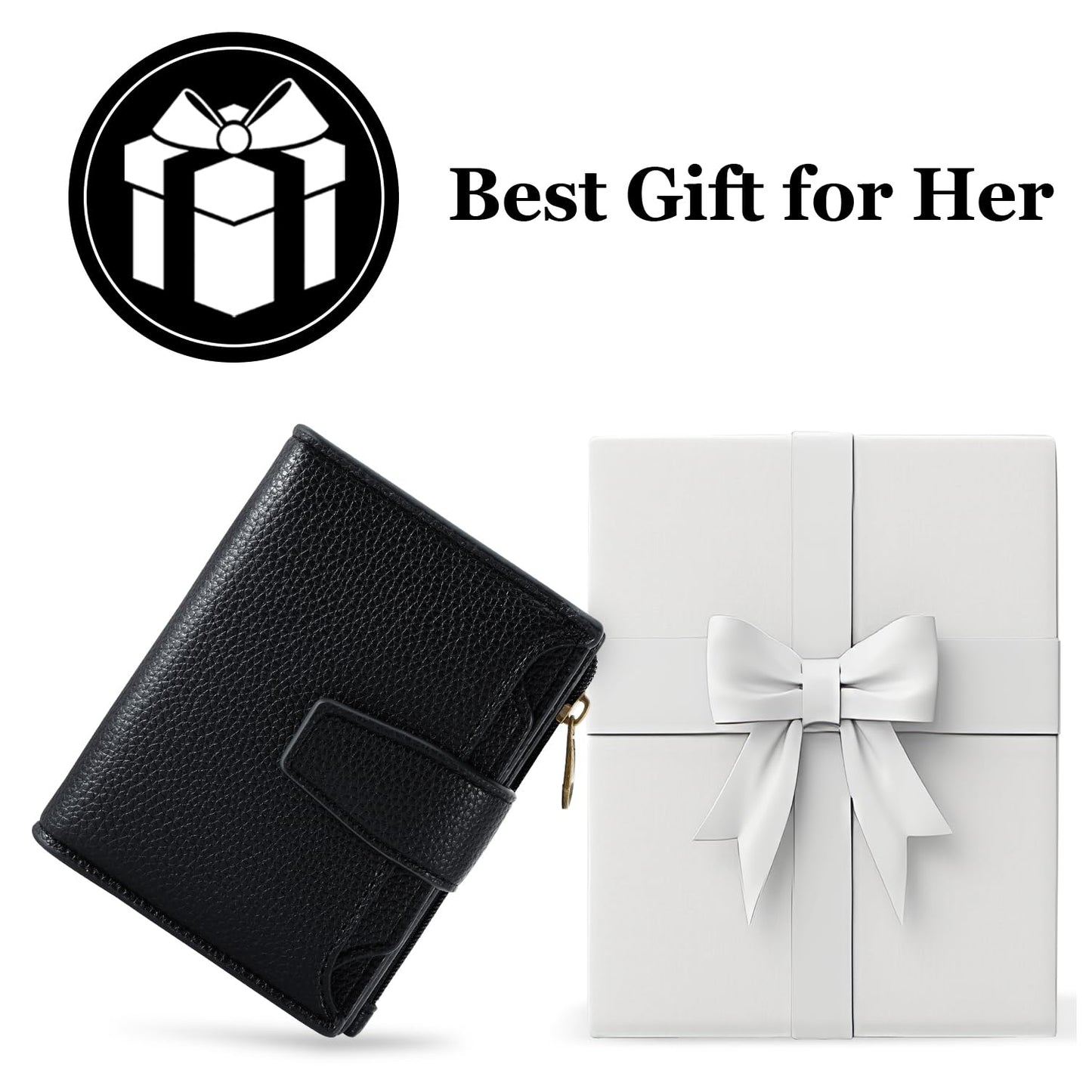 Airkit Small Wallet Women RFID Blocking Soft Leather Bifold Compact Card Holder Wallet for Women with Zipper Coin Pocket 4 ID Window