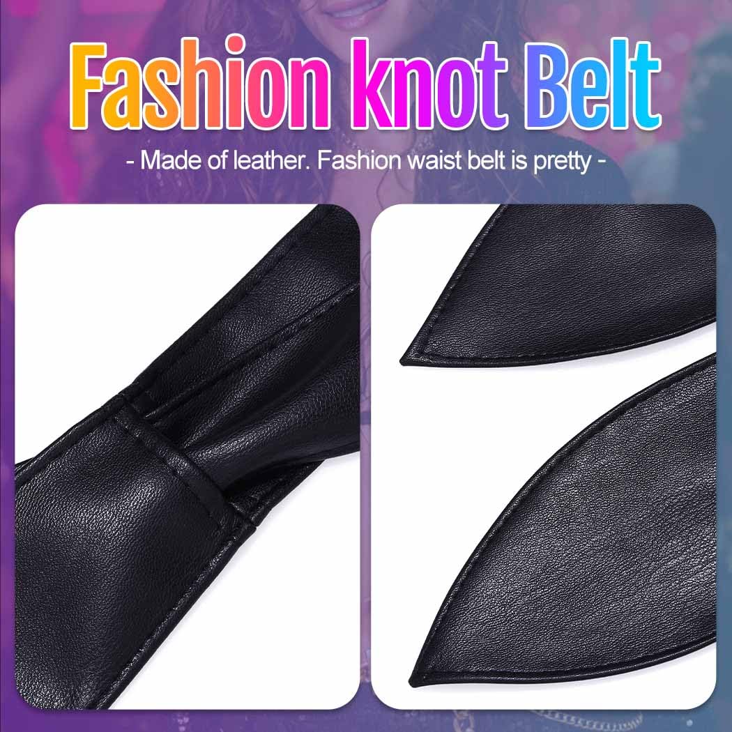 Beautriy Black Obi Belt Wide Leather Wrap Belts Fashion Corset Belt Accessories for Women (Black)