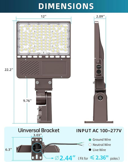9PCS LED Parking Lot Lights 150W 120W 90W, LED Shoebox Light 5700K 5000K 4500K Adjustable Arm&Slip Fitter, DLC Listed Outdoor Pole Light with Photocell, IP65 Commercial Street Area Lighting 100-277V