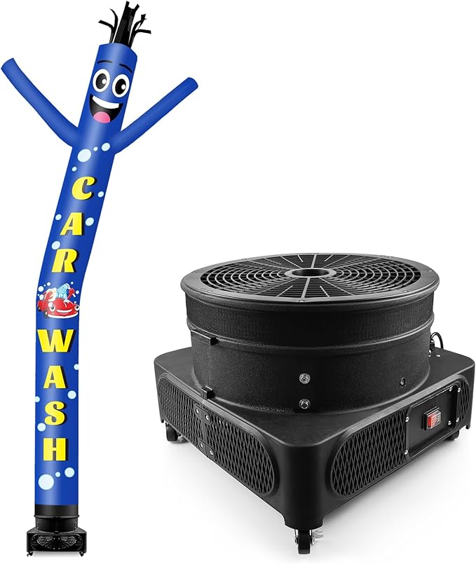 20FT Tall Inflatable Tube Man Car Wash Wacky Wavy Dancing Guy with 1.5 HP Weather-Resistant Blower (18''Diameter) for Outdoor Decoration Advertising Business Promotion