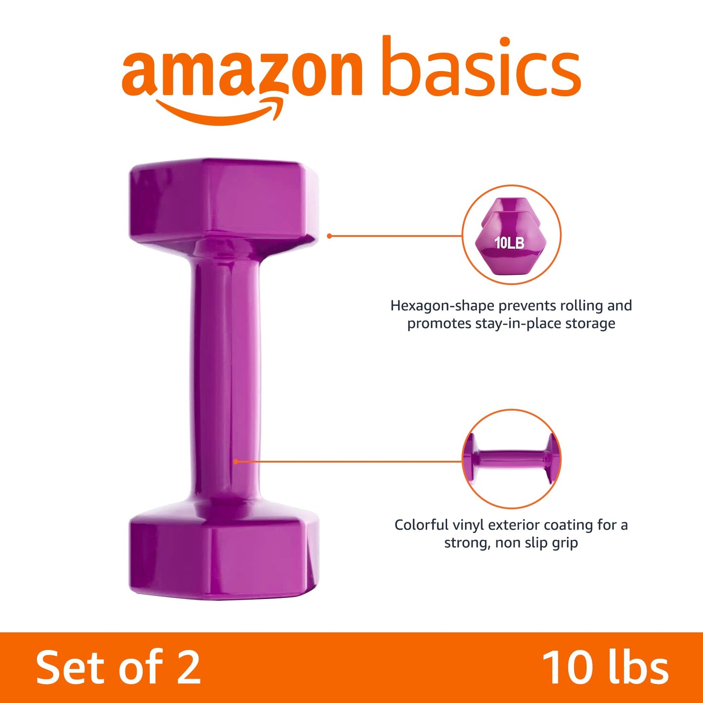 Amazon Basics Vinyl Coated Dumbbell Hand Weights