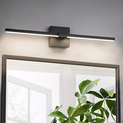 URSOLA Black Bathroom Light Fixtures, 24 inch Modern LED Vanity Lighting Over Mirror, 3CCT Dimmable Wall Sconces for Bedroom