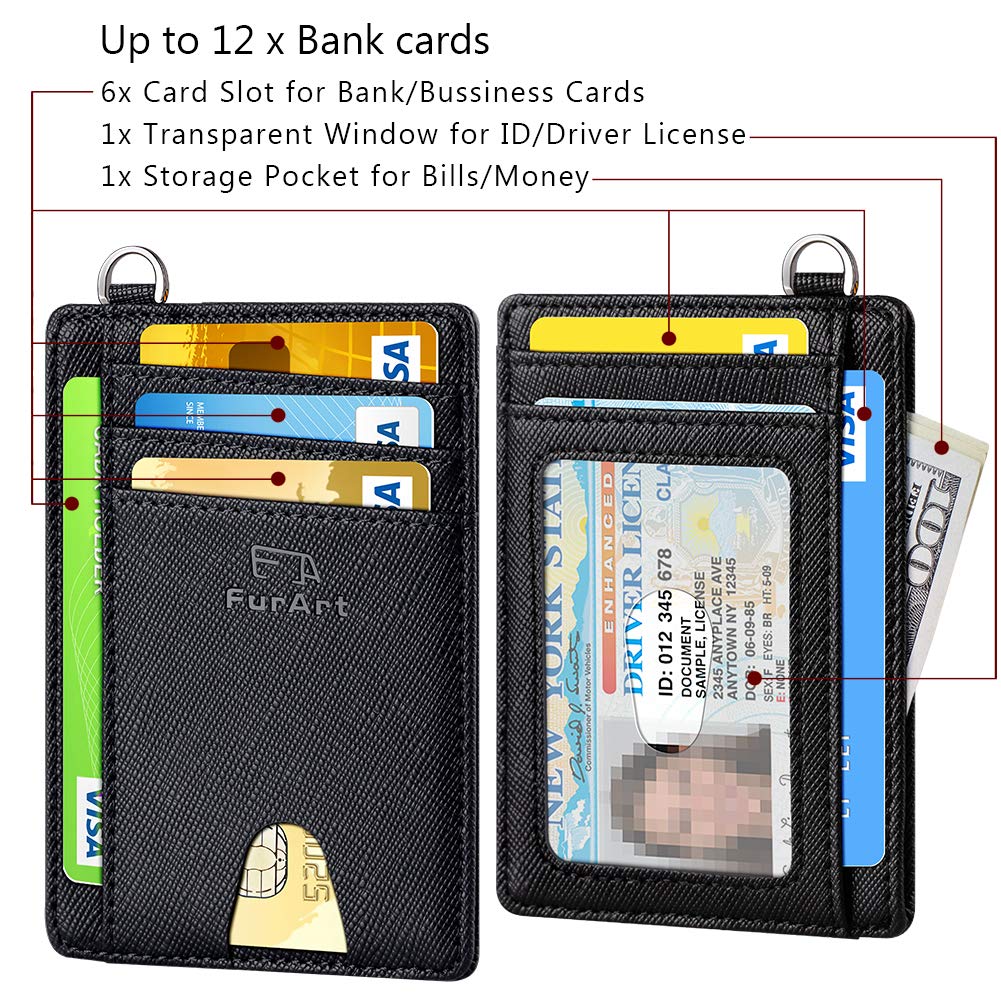 FurArt Slim Minimalist Wallet, Front Pocket Wallets, RFID Blocking, Credit Card Holder for Men-Black