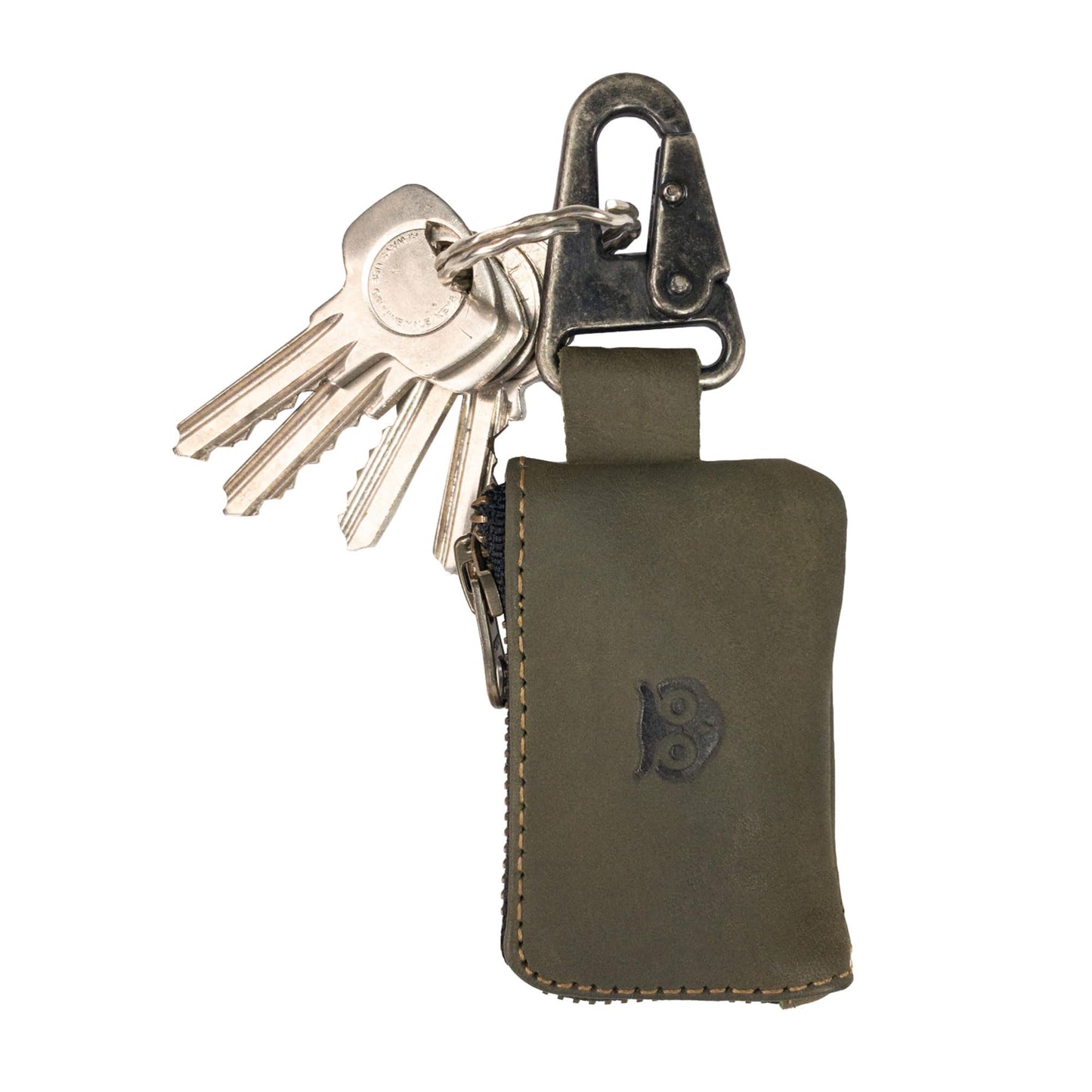 Hide & Drink, Leather Car Key Holder/Headphone & Charging Cables/Memory Cards/Flash Drives/Cash Zipper Case with Clasp Handmade :: Dark Jade